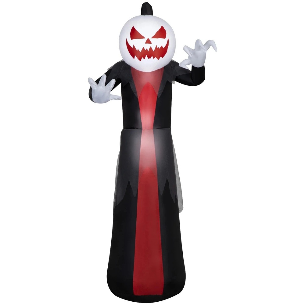 Way To Celebrate Halloween White Pumpkin Reaper Inflatable 5 Ft Tall Lights Up